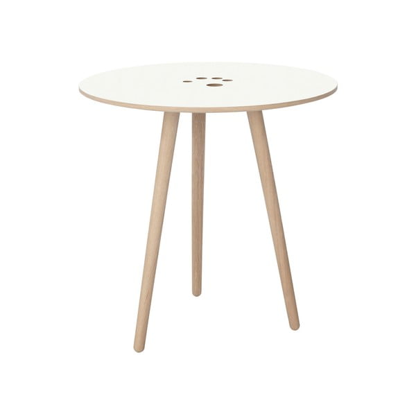 Bílý odkládací stolek se světle hnědýma nohama WOOD AND VISION Handy, ⌀ 50 cm