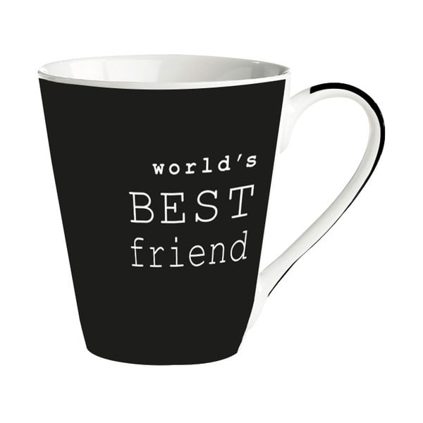 Černý porcelánový hrnek KJ Collection World’s Best Friend, 300 ml