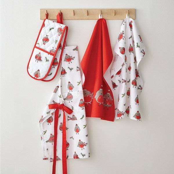 Puuvillased rätikud 2 tk komplektis jõulumotiividega 50x70 cm Christmas Robins - Catherine Lansfield-image-2