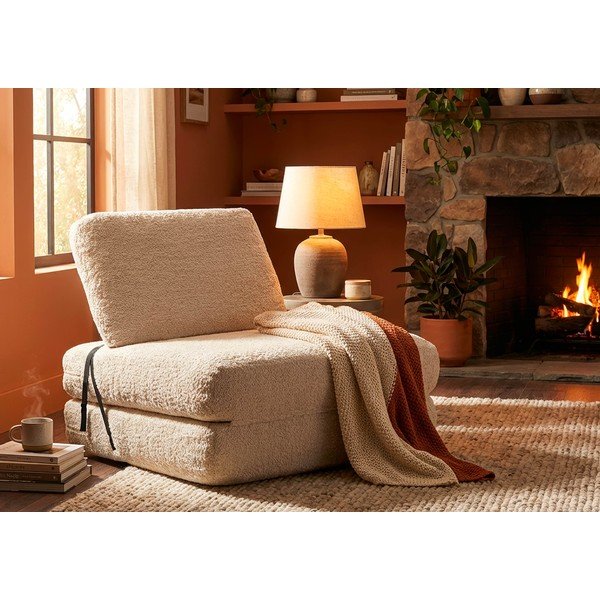 Valge diivanitool, mis on valmistatud buklee kangast Faster - Mauro Ferretti-image-1