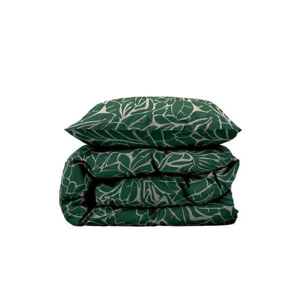 Rohelisest damast pikendatud voodipesu üheinimesevoodile 140x220 cm Abstract leaves - Södahl