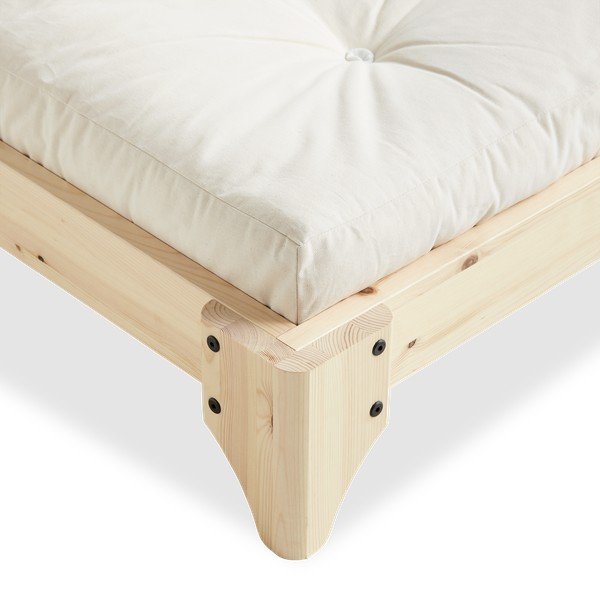 Dvoulůžková postel z borovicového dřeva s matrací Karup Design Elan Comfort Mat Natural Clear/Natural, 140 x 200 cm-image-4