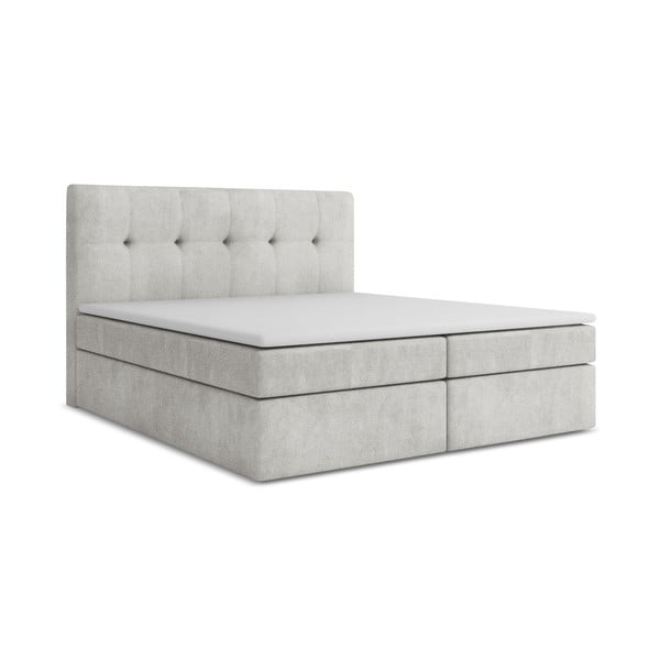 Hõbedane boxspring voodi panipaigaga 140x200 cm Palta – Makamii