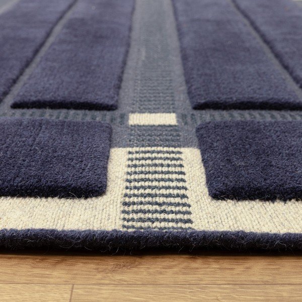 Tumesinine/beež käsitsi kootud villane vaip 120x170 cm - Asiatic Carpets-image-3