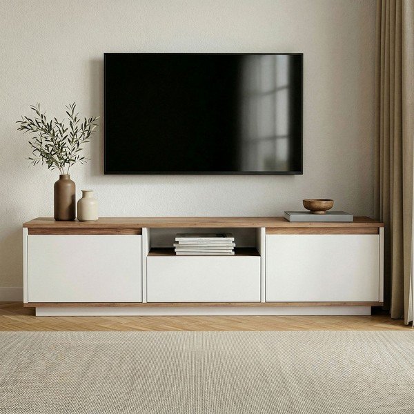 Valge/naturaalne männipuidust telekaalus 160x42x30 cm Sentinel - Kalune Design-image-2