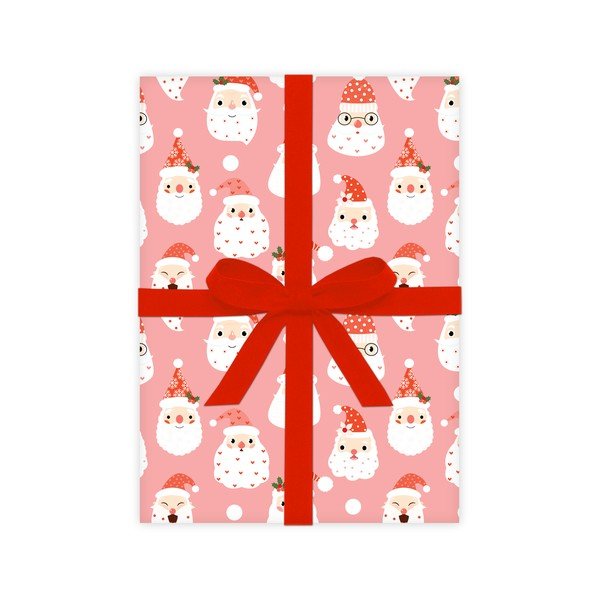 5 lehte roosa ja valget pakkepaberit, 50 x 70 cm. Santas - eleanor stuart-image-2