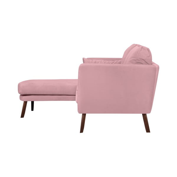 Světle růžová třímístná pohovka Mazzini Sofas Elena, s lenoškou na levém rohu-image-3