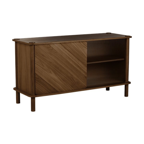 Pruun tammepuidust lükandustega vitriinkapp 135x73,5x48 cm Italic - UMAGE-image-2