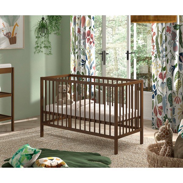 Pruun pöögipuidust reguleeritava kõrgusega võrevoodi 60x120 cm Dino - Vipack-image-1