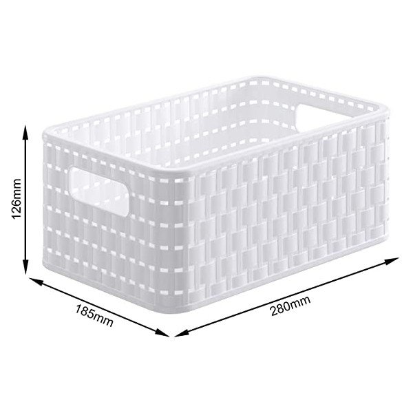 Valge ringlussevõetud plastist hoiukorv Country - Rotho-image-2