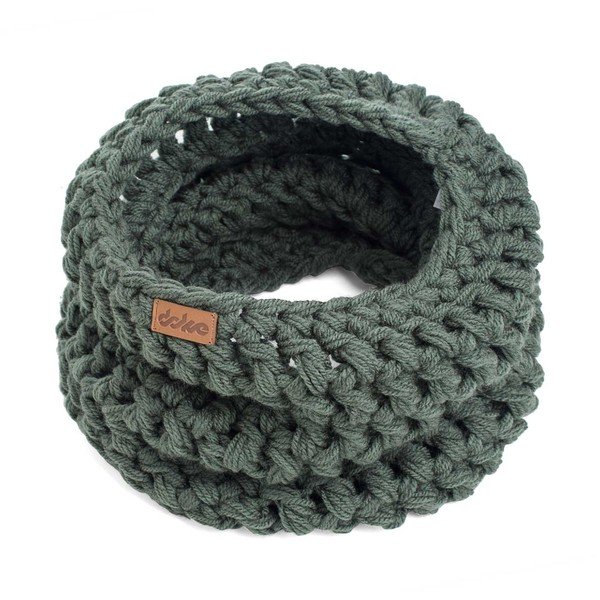 Oliivroheline käsitsi heegeldatud ümmargune kaelasoojendaja Tommy - DOKE