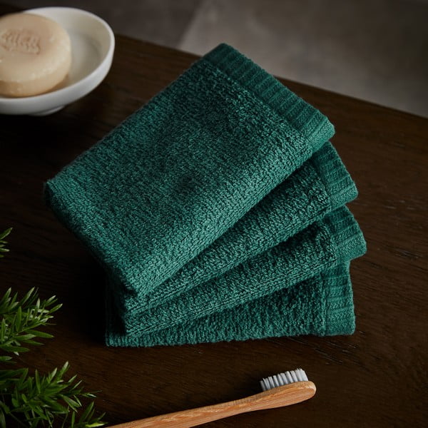 Rohelised kiiresti kuivavad puuvillased rätikud, 4 tk 30x30 cm komplektis Quick Dry - Catherine Lansfield-image-1