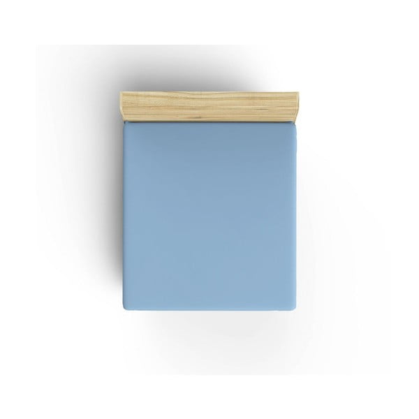 Světle modré neelastické bavlněné prostěradlo na jednolůžko Caresso, 90 x 190 cm