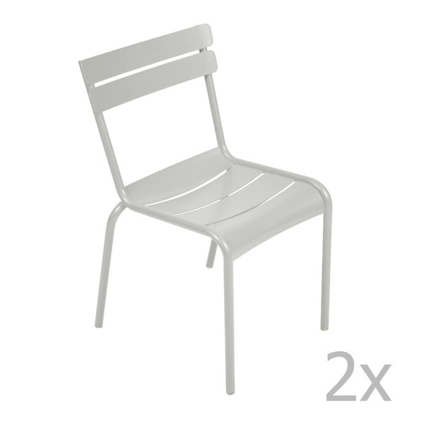 Sada 2 světle šedých židlí Fermob Luxembourg