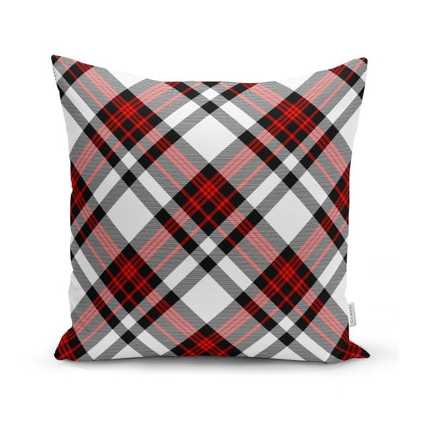 Punane ja hall dekoratiivne padjapüür flanell, 35 x 55 cm - Minimalist Cushion Covers