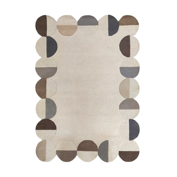 Hallikasbeež käsitsi kootud villane vaip 120x170 cm Mia Scallop Frame - Flair Rugs