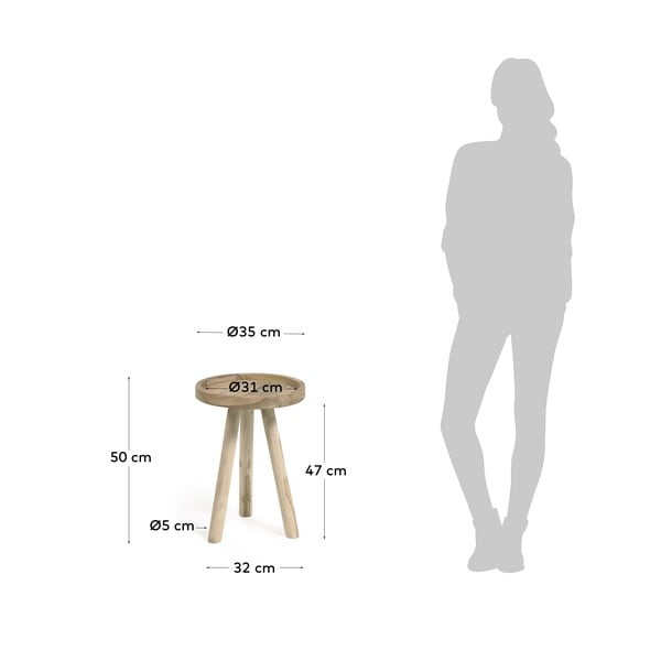 Ümmargune tiikpuidust abilaud ø 35 cm Glenda - Kave Home-image-4