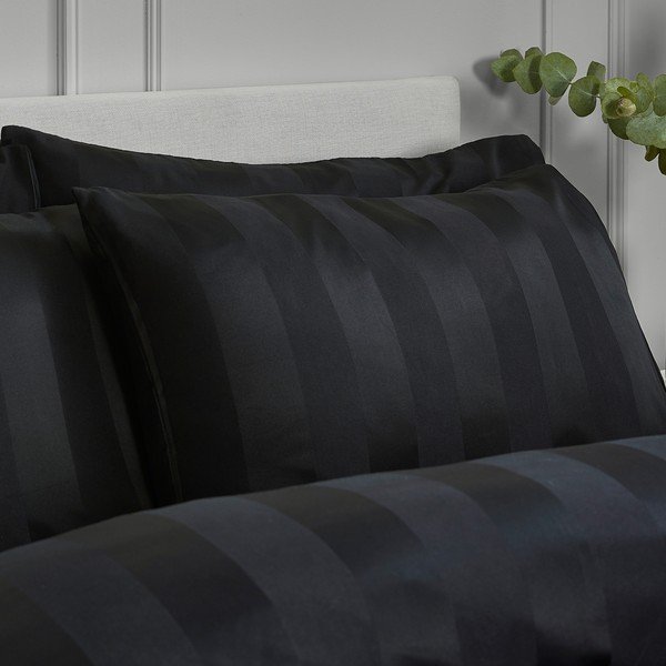Must 3-osaline satiinist voodipesu kaheinimesevoodile 200x200 cm So Soft Satin Stripe - Catherine Lansfield-image-3