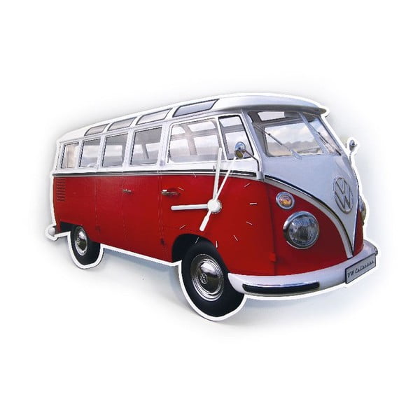Nástěnné hodiny VW Camper, červené