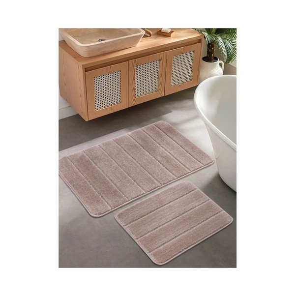 Pruunid vannitoamatid komplektis 2 tükki 50x80 cm Yeni Cizgli - Foutastic-image-1