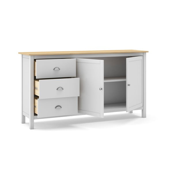 Valge/füüsiline madal männi kapp 150x80,5 cm Misti - Marckeric-image-4