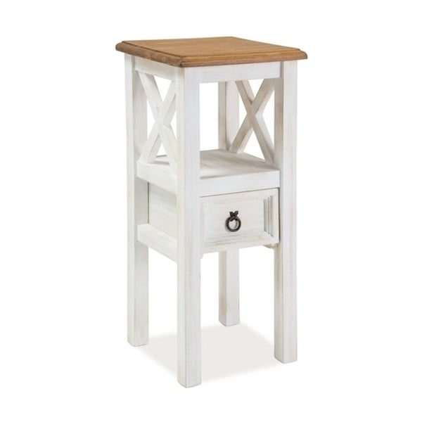 Bílý odkládací stolek z borovicového dřeva Signal Poprad