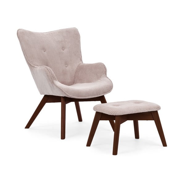 Heleroosa velvetist tugitool koos jalatoega Niko - Ropez