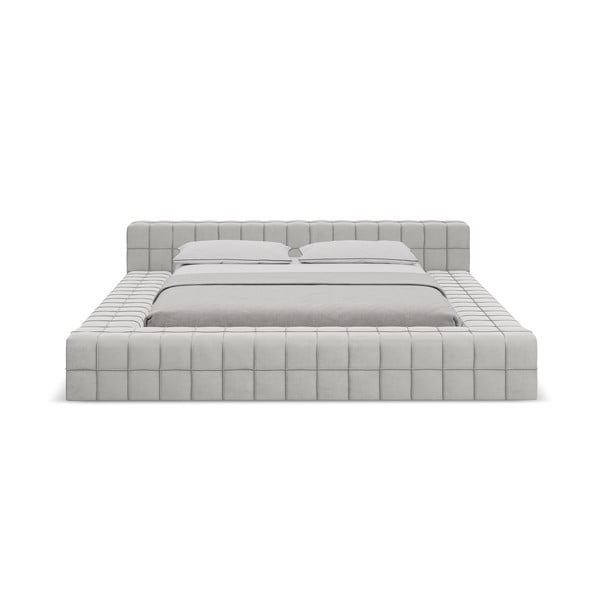 Helehall polsterdatud kaheinimesevoodi koos voodipõhjaga 160x200cm Akela - Makamii-image-2