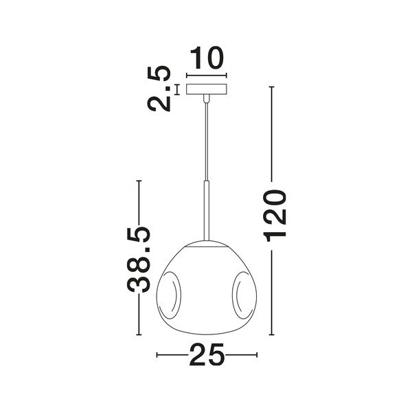 Läikiv hõbedane klaasist ripplamp, läbimõõduga 25 cm Lava - Nova Luce-image-3