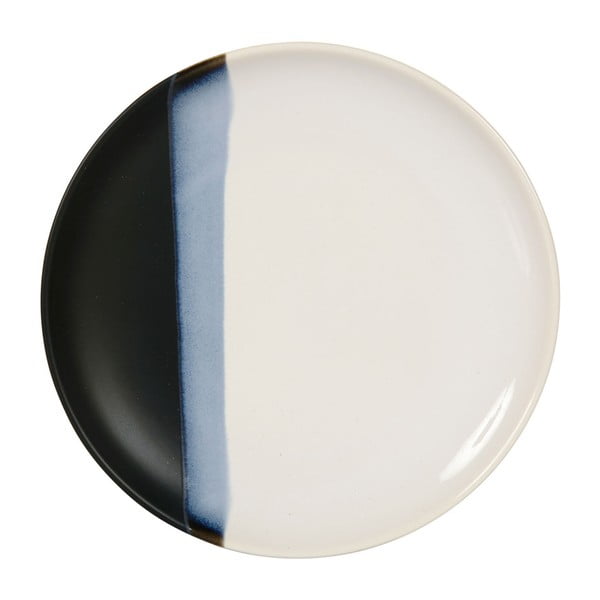 Keramický černobílý dezertní talířek Sema Ekume, 21 cm