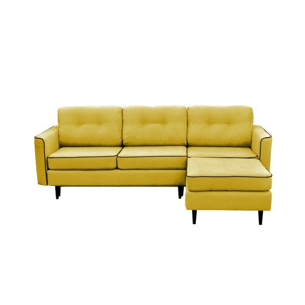 Žlutá rozkládací pohovka s černými nohami Mazzini Sofas Dragonfly, pravý roh