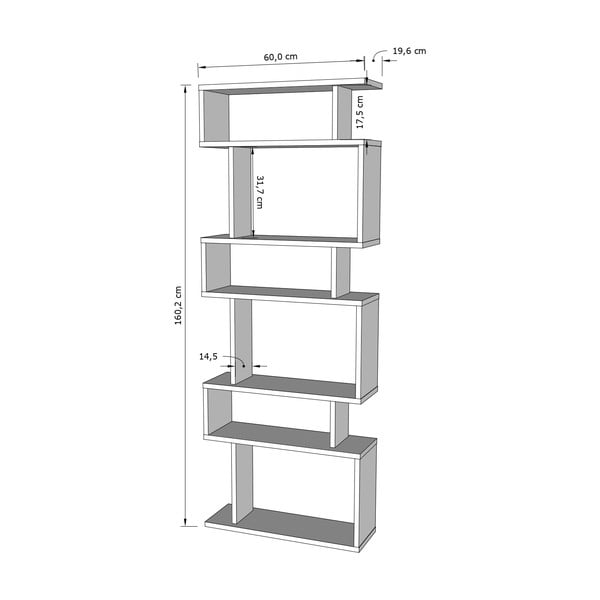 Valge/puiduvärvi tammedekooriga raamaturiiul 60x160 cm Bates - Kalune Design-image-2