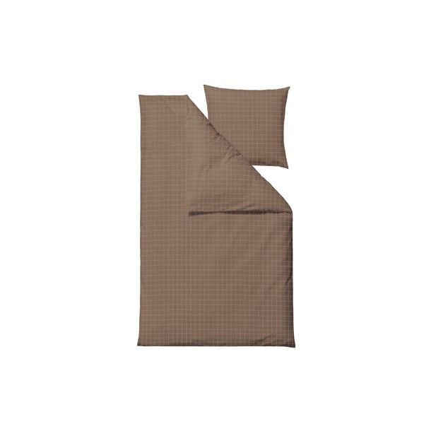 Pruun damast voodipesu üheinimesevoodile 140x200 cm Clear - Södahl-image-1