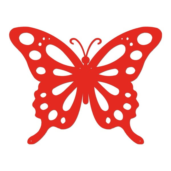Červená kovová nástěnná dekorace Butterfly, 40 x 49 cm