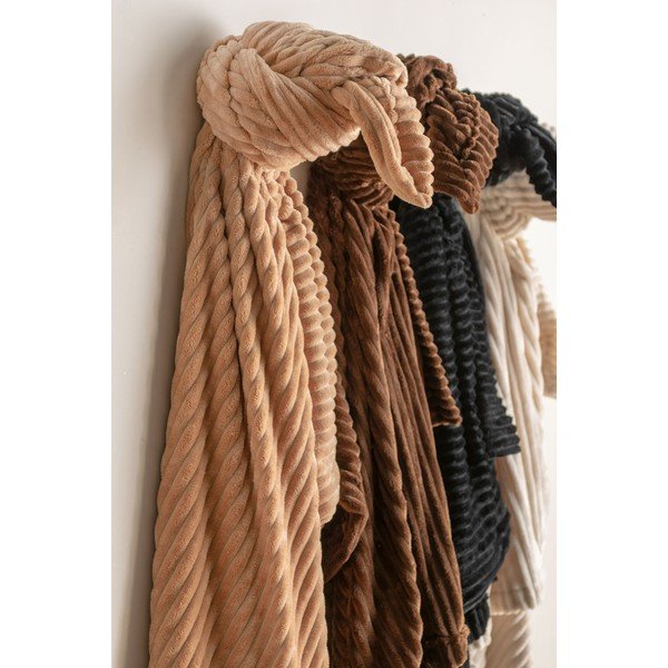 Ribitud beež sametne ruuduline ruuduline kangas, 150 x 200 cm Big Ribbed - PT LIVING-image-1
