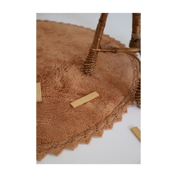 Tellisevärvi käsitsi kootud puuvillane ümmargune pestav vaip ø 110 cm Perla Toffee - Nattiot-image-2