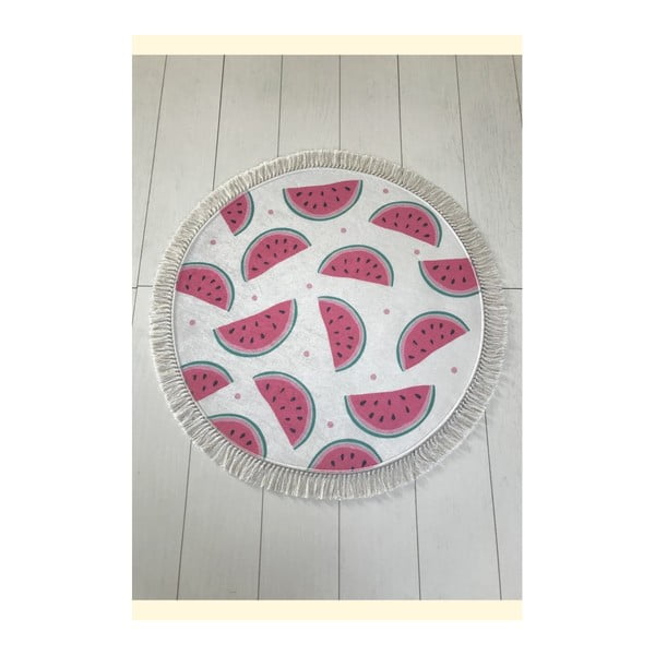 Bílo-růžová koupelnová předložka Tropica Watermelon, ⌀ 100 cm