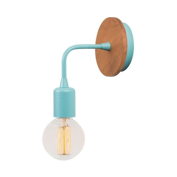 Bledě modrá nástěnná lampa Simple Drop Wood