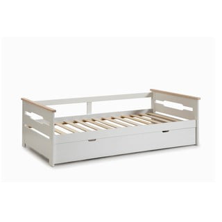 Valge männipuidust lastevoodi välja tõmmatava voodiga 90x190 cm Elisa - Marckeric