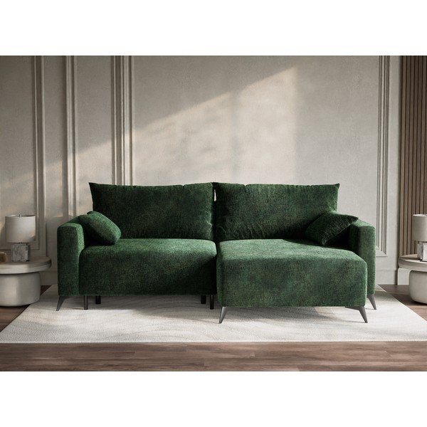 Tumeroheline šenilldiivanvoodi/panipaigaga nurgadiivan (parem nurk/diivanvoodiga) Leon - Maison de Rêve-image-1