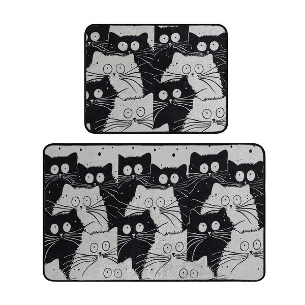 Mustad/hallid vannitoamatid komplektis (2 tk), 60x100 cm White Cats - Foutastic