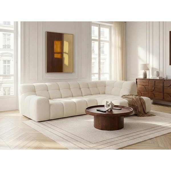 Valge diivanvoodi/elektrilise istmepikendusega nurgadiivan (parem nurk/L-kujuline) Andre - Bobochic Paris-image-3