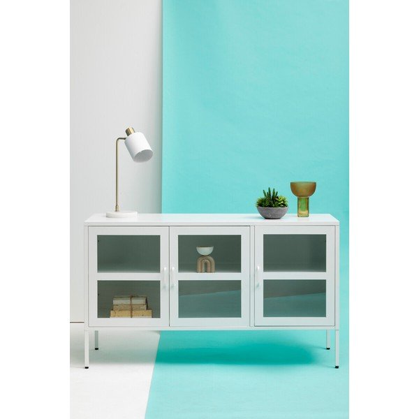 Valgest terasest vitriinkapp 140x80x45 cm Acier - Premier Housewares-image-4