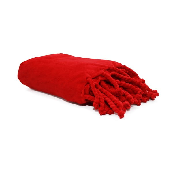 Červená deka Domarex Tassel, 130x160 cm