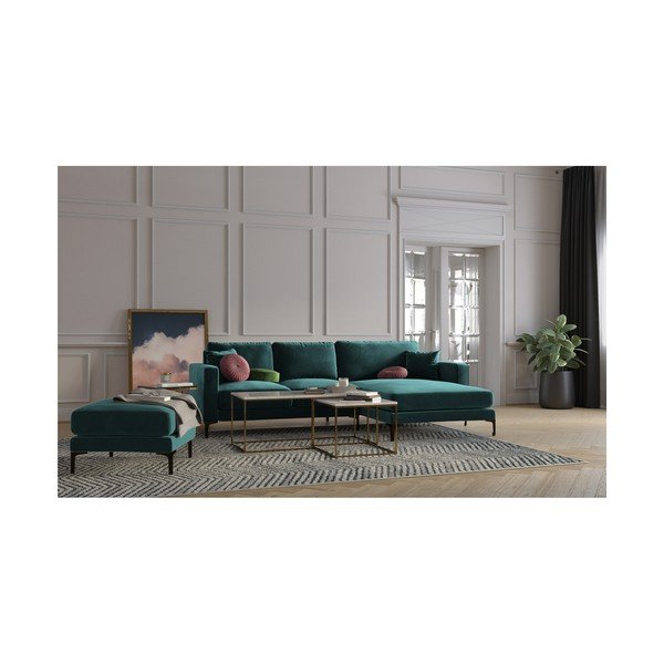 Türkiissinine sametist nurgadiivan (parempoolne nurk) Harmony – Kooko Home-image-4