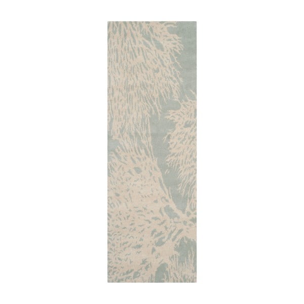 Modrošedý vlněný běhoun Safavieh Merida, 213 x 68 cm
