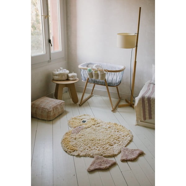 Kollane pestav käsitsi kootud puuvillane laste vaip 95x120 cm Ducky - Lorena Canals-image-1