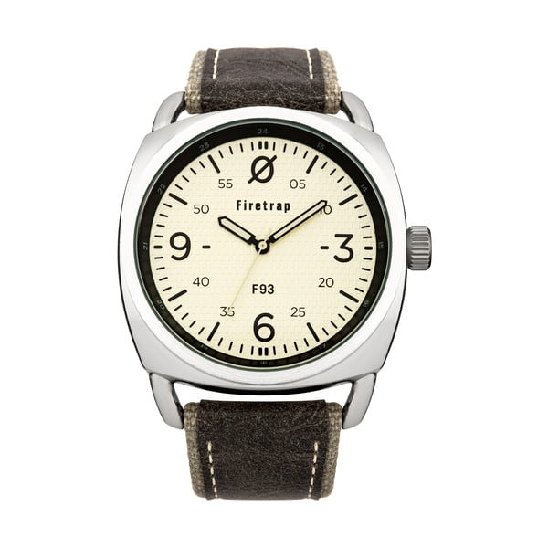 Pánské hodinky Firetrap Gents Grey Canvas Strap/Cream Dial, 45 mm