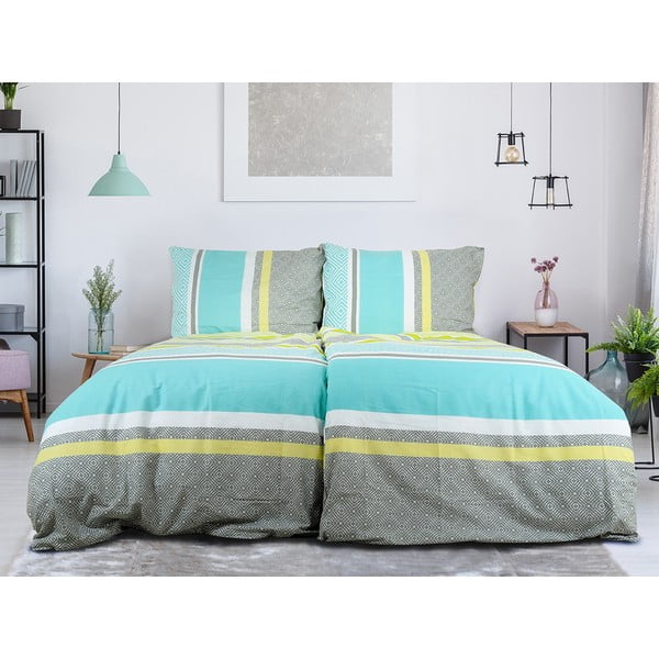 Hall/türkiissinine krepp voodipesu üheinimesevoodile 140x200 cm Beautiful Spring - B.E.S.