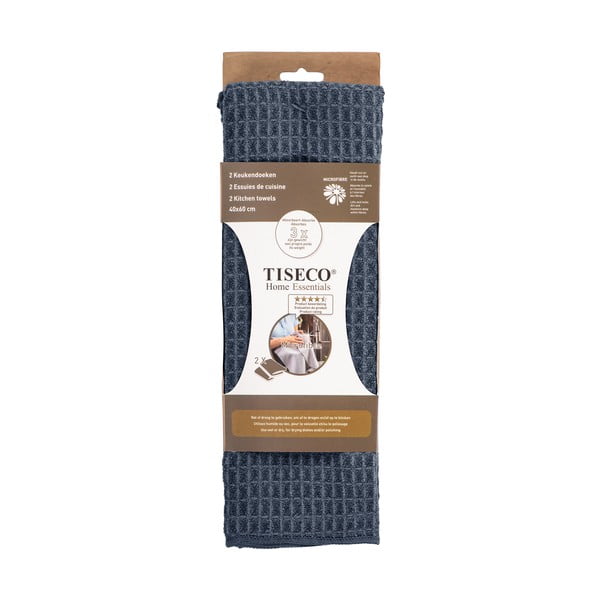 2 sinisest mikrokiust köögirätiku komplekt, 60 x 40 cm - Tiseco Home Studio-image-1